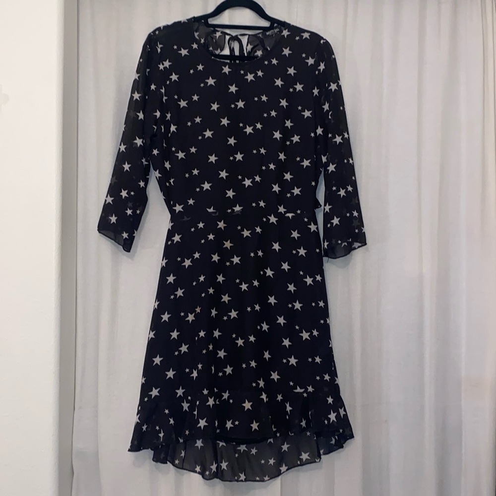 Nasty gal dress. Black with white stars. US 12